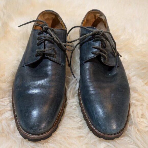 Ron White Leather Dress Shoes "Wyatt" Blueish Grey Men Size 10 - Picture 2 of 15